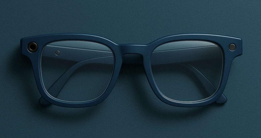 Gafas inteligentes sobre fondo verde petróleo, símbolo de percepción estratégica en entornos digitales BIM"