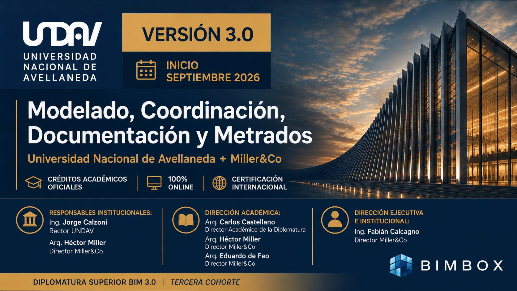 Diplomatura Superior BIM 3.0 | UNDAV + MillerCo | Septiembre 2026